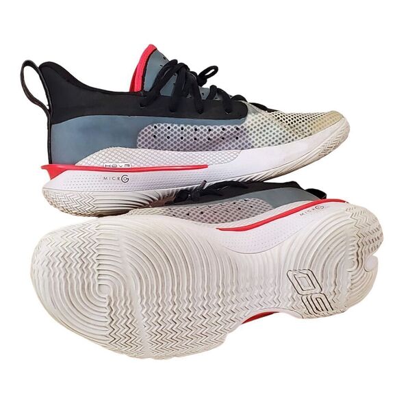 Under Armour Curry 7 Youth Size 6 Y/38.5 Shoes underrated Black/Gray Red Low - Picture 7 of 8